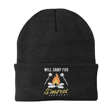 Will Camp For Smores Embroidered Beanie
